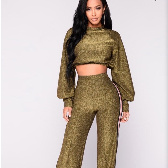 glitter pant suit